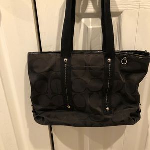Coach Kyra Nylon Black Signature Jacquard Tote
